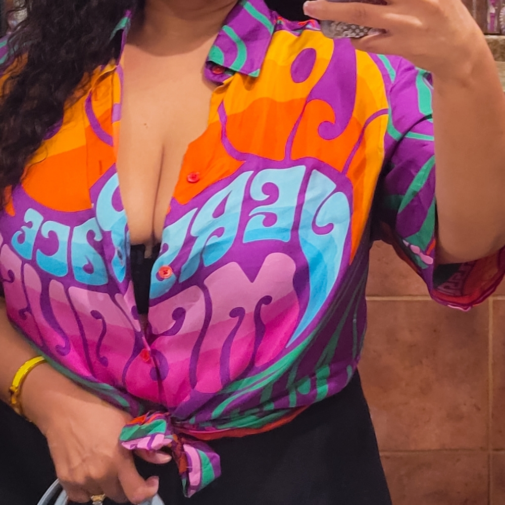 Versace Purple silk Medusa Music Shirt
